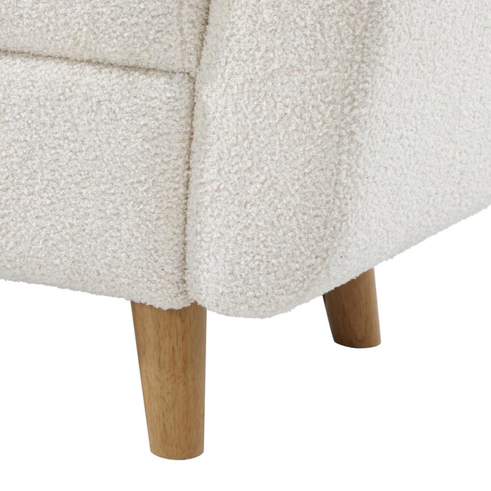 Teddy Boucle Seating Storage Ottoman Daybed | White Boucle Blanket Box Seating Bench