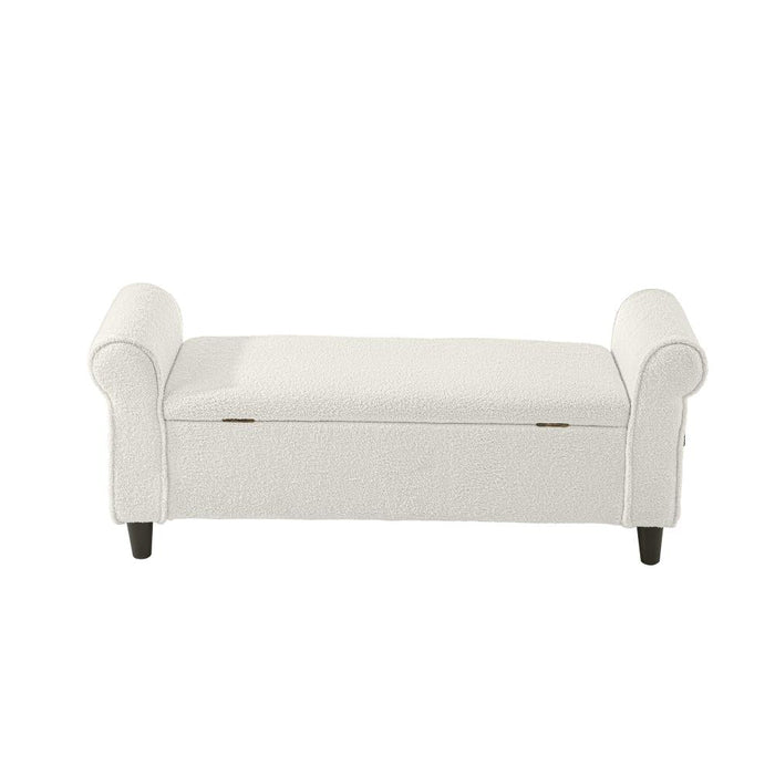 Teddy Boucle Seating Storage Ottoman Daybed | White Boucle Blanket Box Seating Bench