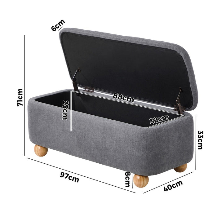 Taledo Two in One Ottoman Storage Box and Seating Bench | Cushioned Soft Boucle or Fabric Blanket Box