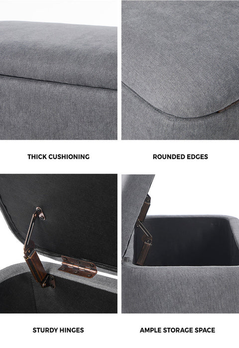 Taledo Two in One Ottoman Storage Box and Seating Bench | Cushioned Soft Boucle or Fabric Blanket Box