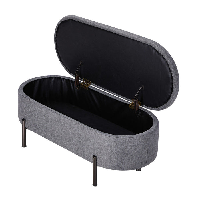 Julia Two in One Storage Ottoman and Seating Bench | Oval Shaped Modern Blanket Box Boucle or Linen
