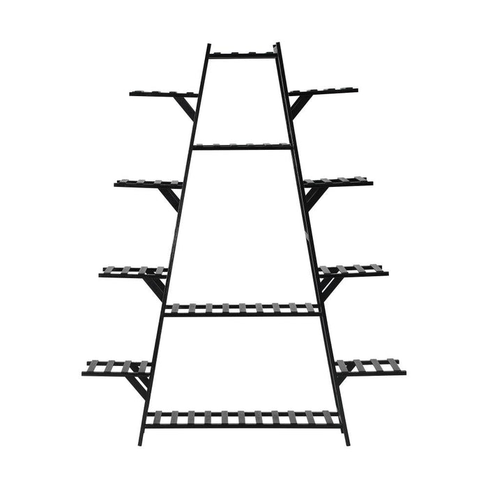 Natura 7 or 12 Tier Black Bamboo Plant Stand Tower | Multi Level Plant Flower Pot Shelf Rack Décor Stand
