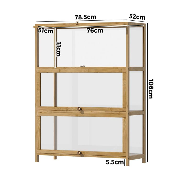 Centrum Bamboo Multi Tier Storage Unit | Versatile Bamboo and Acrylic Display Cabinet