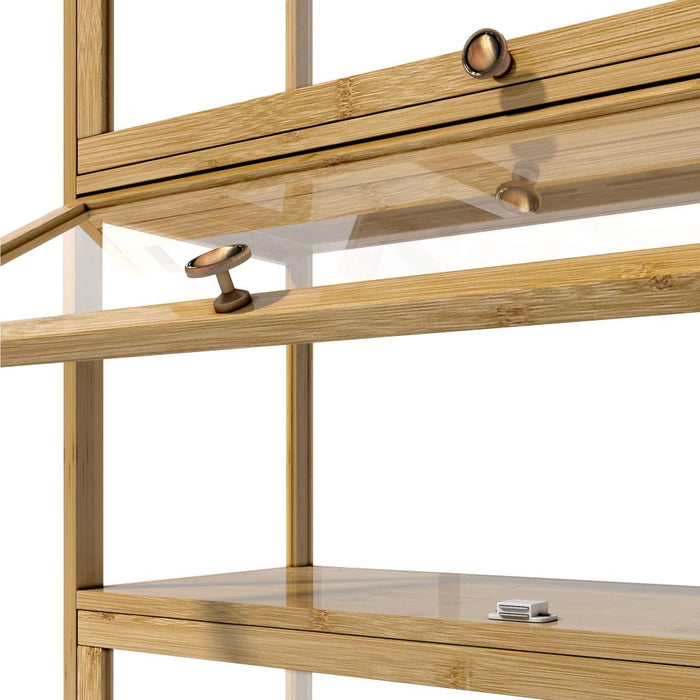 Centrum Bamboo Multi Tier Storage Unit | Versatile Bamboo and Acrylic Display Cabinet