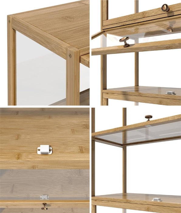 Centrum Bamboo Multi Tier Storage Unit | Versatile Bamboo and Acrylic Display Cabinet