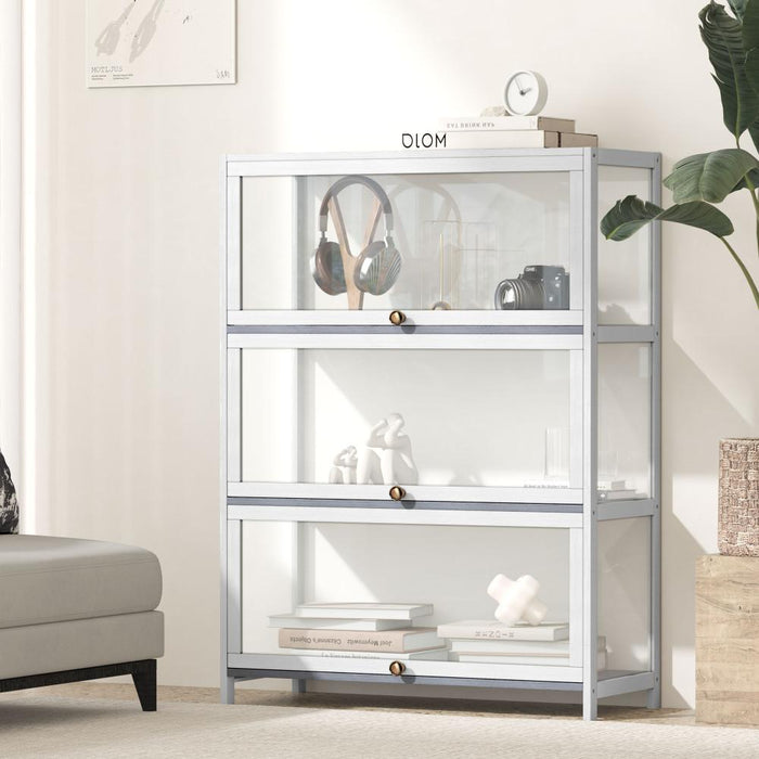 Centrum Bamboo Multi Tier Storage Unit | Versatile Bamboo and Acrylic Display Cabinet
