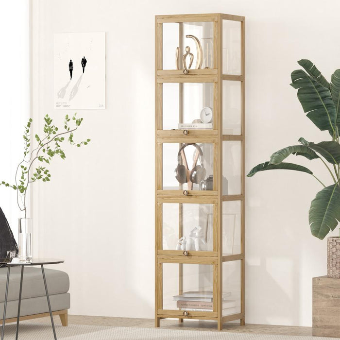 Centrum Bamboo Multi Tier Storage Unit | Versatile Bamboo and Acrylic Display Cabinet