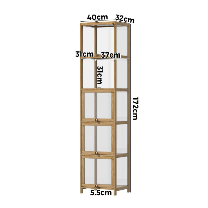 Centrum Bamboo Multi Tier Storage Unit | Versatile Bamboo and Acrylic Display Cabinet