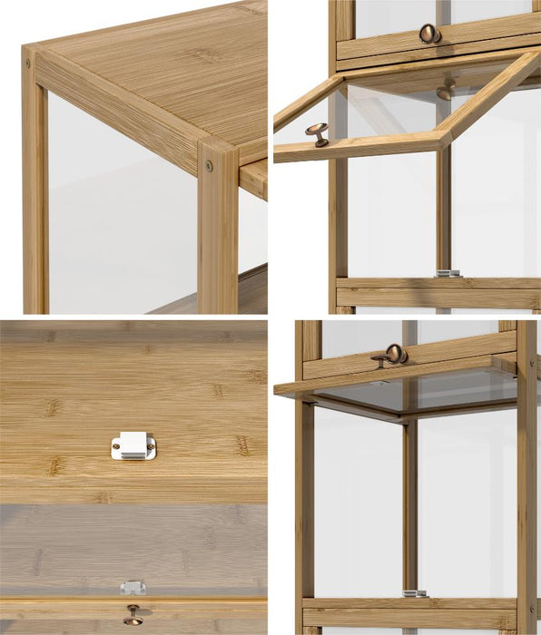 Centrum Bamboo Multi Tier Storage Unit | Versatile Bamboo and Acrylic Display Cabinet