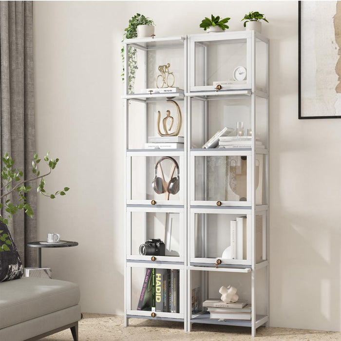 Centrum Bamboo Multi Tier Storage Unit | Versatile Bamboo and Acrylic Display Cabinet
