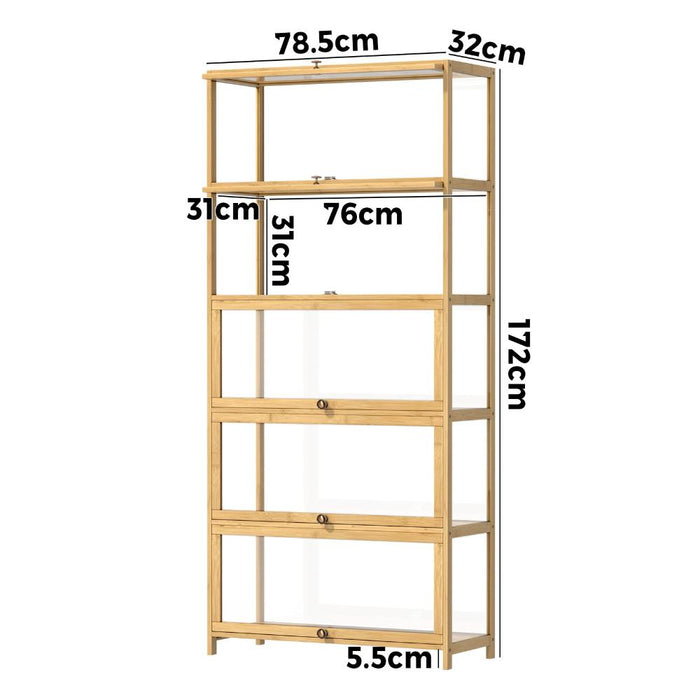 Centrum Bamboo Multi Tier Storage Unit | Versatile Bamboo and Acrylic Display Cabinet