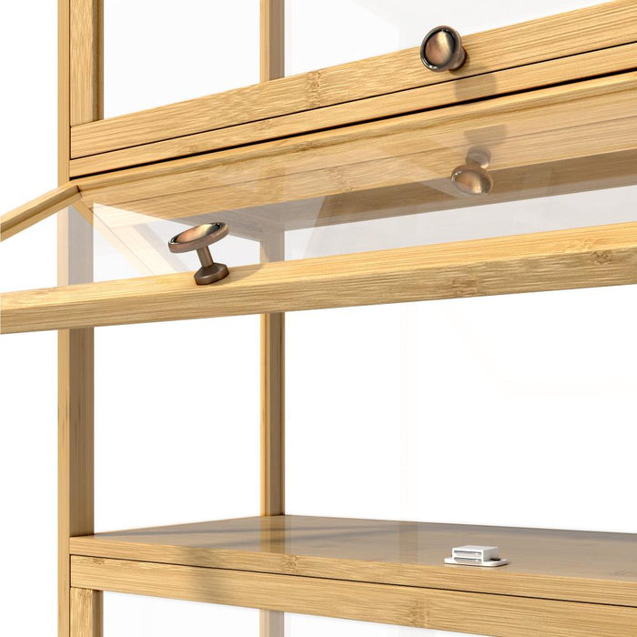 Centrum Bamboo Multi Tier Storage Unit | Versatile Bamboo and Acrylic Display Cabinet
