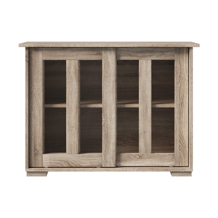 Belgrado Modern 2 Drawer Sideboard Glass Door Buffet | Contemporary Display Storage Cabinet