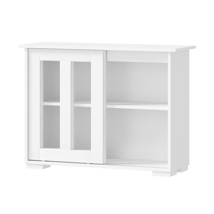 Belgrado Modern 2 Drawer Sideboard Glass Door Buffet | Contemporary Display Storage Cabinet