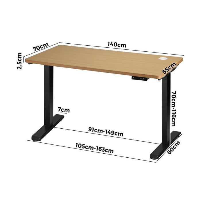 Leno Premium 71-116cm Electric Adjustable Standing Desk | Motorised Office Desk with USB & Type C Ports