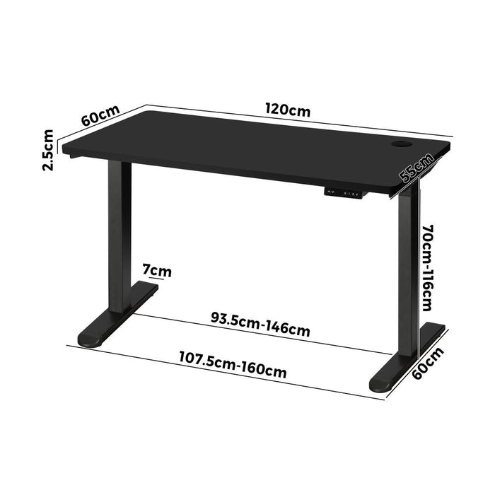 Milos Ultra Premium 71-116cm Electric Dual Motor Standing Desk | Motorised Office Desk with USB & Type C Ports