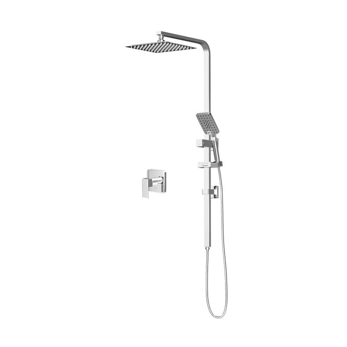 Super High Quality Shower Rail Mixer System In Black or Chrome | Square 3 Mode 10" Rain Shower Head & Handheld Shower Rail