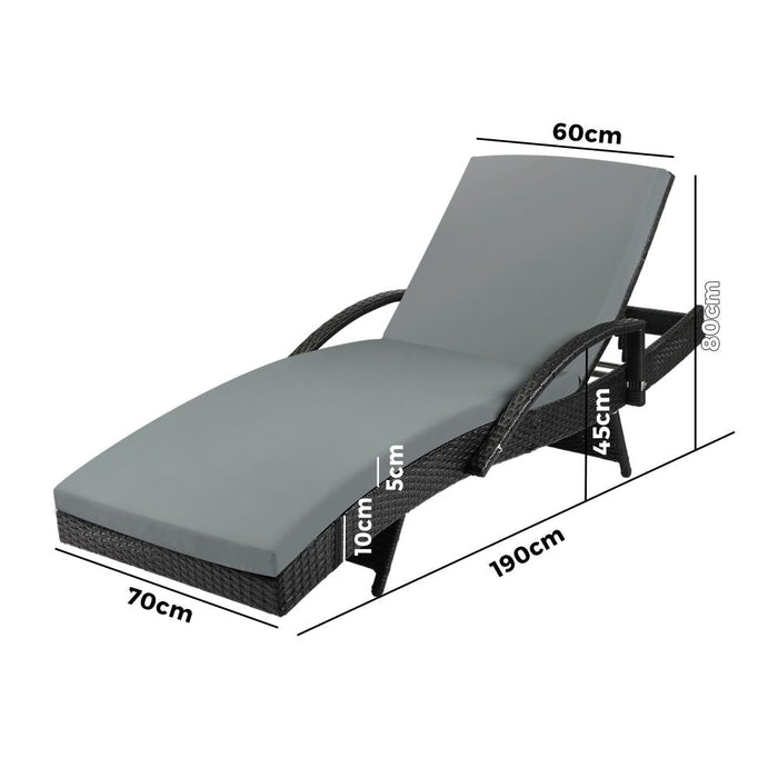 Amore Aquos Outdoor Cushioned Wicker Pool Loungers | Modern Adjustable Rattan Quality Day Bed Sun Loungers
