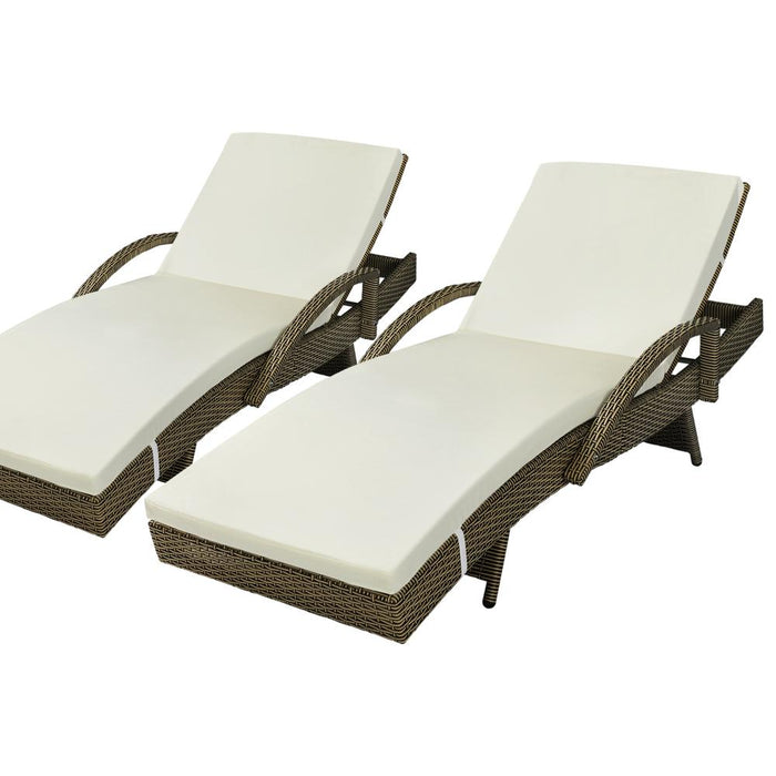 Amore Aquos Outdoor Cushioned Wicker Pool Loungers | Modern Adjustable Rattan Quality Day Bed Sun Loungers
