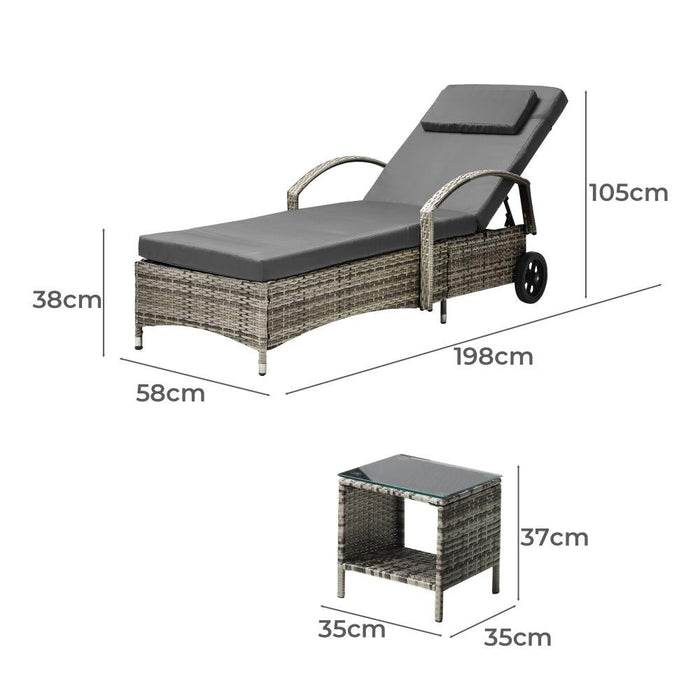 Milan High Quality Rattan Sun Lounger Day Bed | Adjustable Wicker Patio Pool Lounger