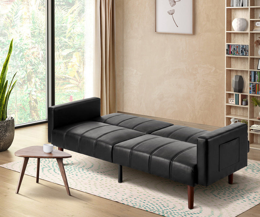 Astore 3 Seater Sofa Couch and Fold Out Futon Bed | 195cm PU Leather Adjustable Luxury Futon Sofa