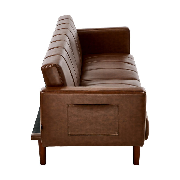 Astore 3 Seater Sofa Couch and Fold Out Futon Bed | 195cm PU Leather Adjustable Luxury Futon Sofa
