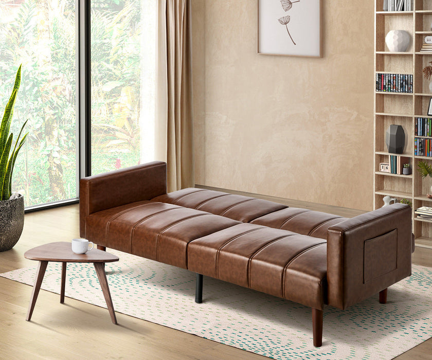 Astore 3 Seater Sofa Couch and Fold Out Futon Bed | 195cm PU Leather Adjustable Luxury Futon Sofa