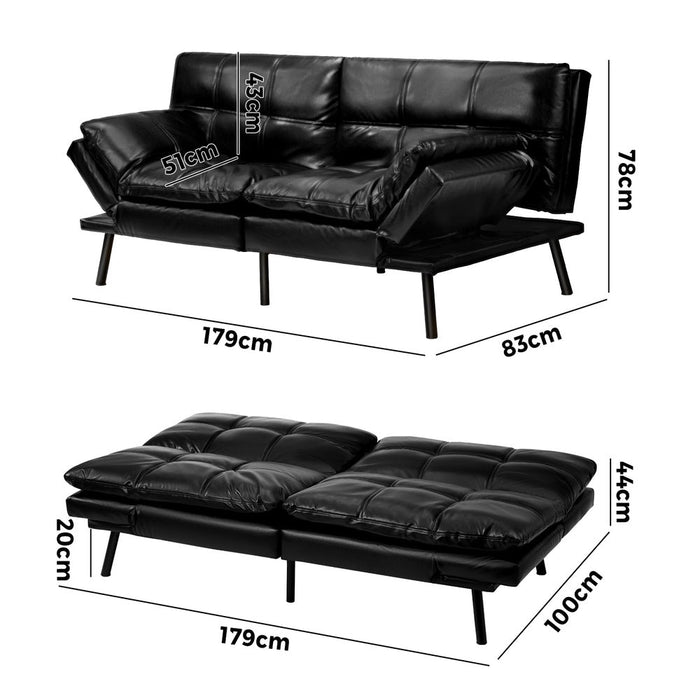 Allure 3 Seater Sofa Couch and Fold Out Futon Bed | Adjustable Luxury Converible Futon Sofa Couch