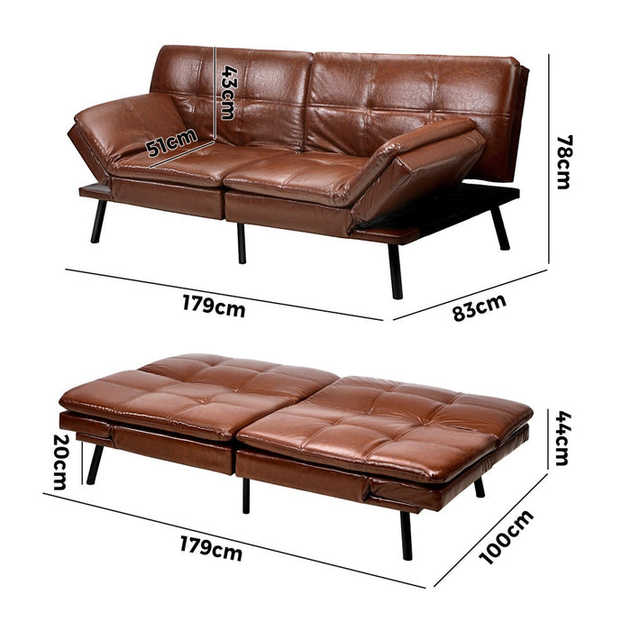 Allure 3 Seater Sofa Couch and Fold Out Futon Bed | Adjustable Luxury Converible Futon Sofa Couch