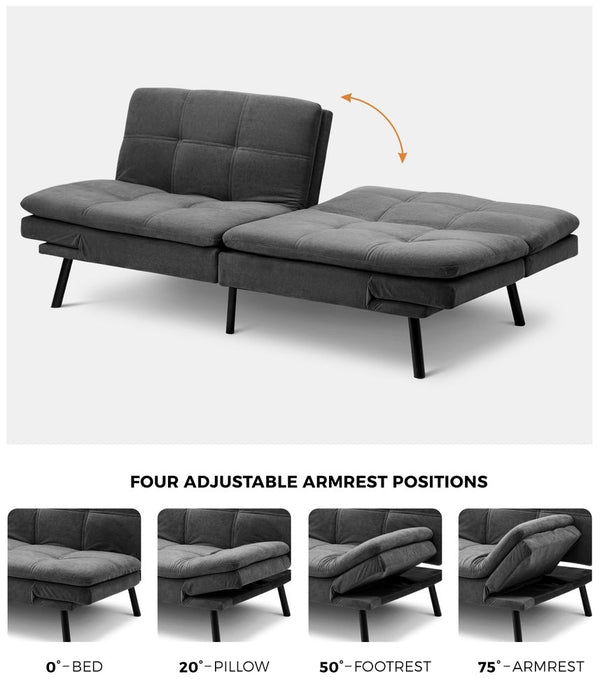 Allure 3 Seater Sofa Couch and Fold Out Futon Bed | Adjustable Luxury Converible Futon Sofa Couch