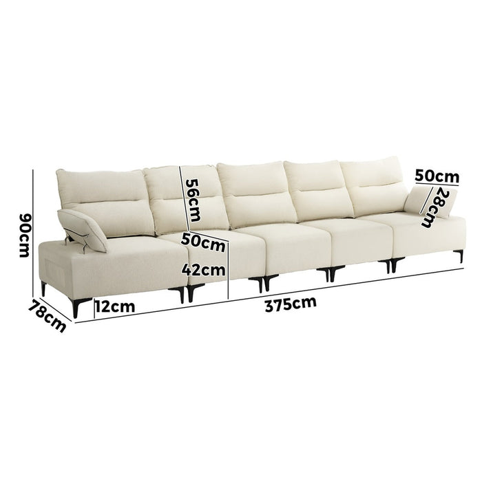 Valore Plush Fabric Modular Sofa Couch | Soft Chenille Fabric Modular Lounge Adjustable Armrests