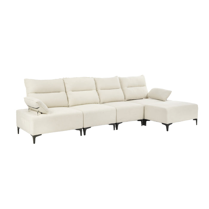 Valore Plush Fabric Modular Sofa Couch | Soft Chenille Fabric Modular Lounge Adjustable Armrests