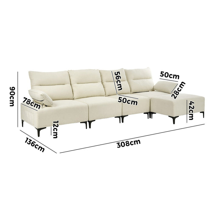 Valore Plush Fabric Modular Sofa Couch | Soft Chenille Fabric Modular Lounge Adjustable Armrests