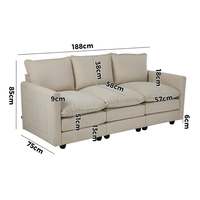 Nico Ultra Plush Fabric Modular Sofa Lounge | Soft Corduroy Fabric Modular Sofa Thick Cushions