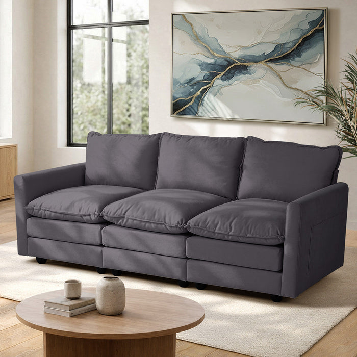 Nico Ultra Plush Fabric Modular Sofa Lounge | Soft Corduroy Fabric Modular Sofa Thick Cushions