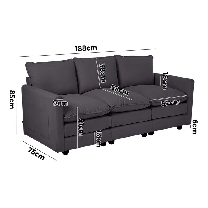 Nico Ultra Plush Fabric Modular Sofa Lounge | Soft Corduroy Fabric Modular Sofa Thick Cushions