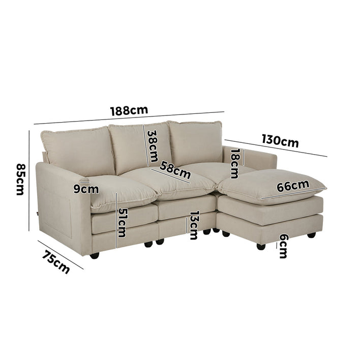 Nico Ultra Plush Fabric Modular Sofa Lounge | Soft Corduroy Fabric Modular Sofa Thick Cushions
