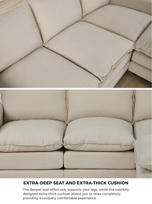 Nico Ultra Plush Fabric Modular Sofa Lounge | Soft Corduroy Fabric Modular Sofa Thick Cushions