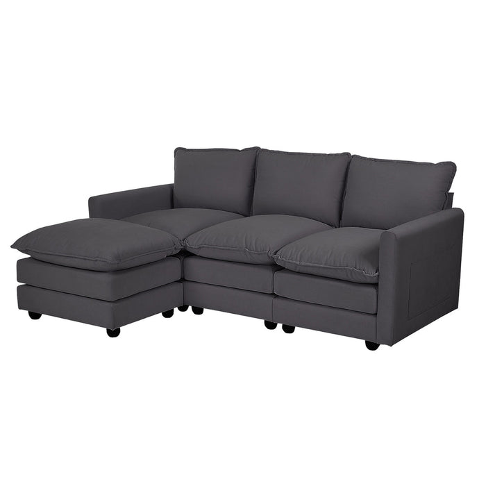 Nico Ultra Plush Fabric Modular Sofa Lounge | Soft Corduroy Fabric Modular Sofa Thick Cushions