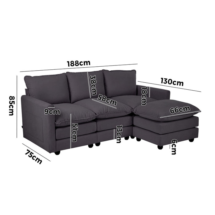 Nico Ultra Plush Fabric Modular Sofa Lounge | Soft Corduroy Fabric Modular Sofa Thick Cushions