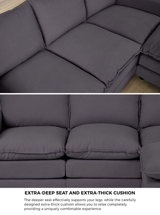 Nico Ultra Plush Fabric Modular Sofa Lounge | Soft Corduroy Fabric Modular Sofa Thick Cushions