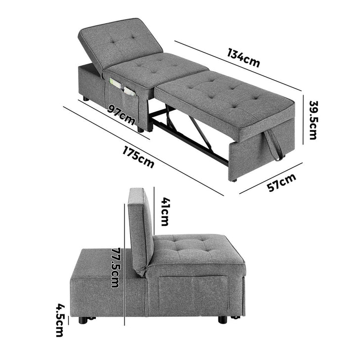 Palermo 4 in 1 Convertible Sofa Bed Ottoman | Multi Purpose Storage Couch Lounge Daybed