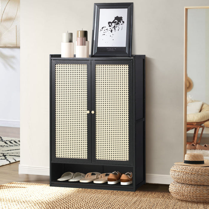 Bamboo Centrum Modern 30-70 Pair Shoe Cabinet  | Rattan Style Bamboo Shoe Storage Organiser