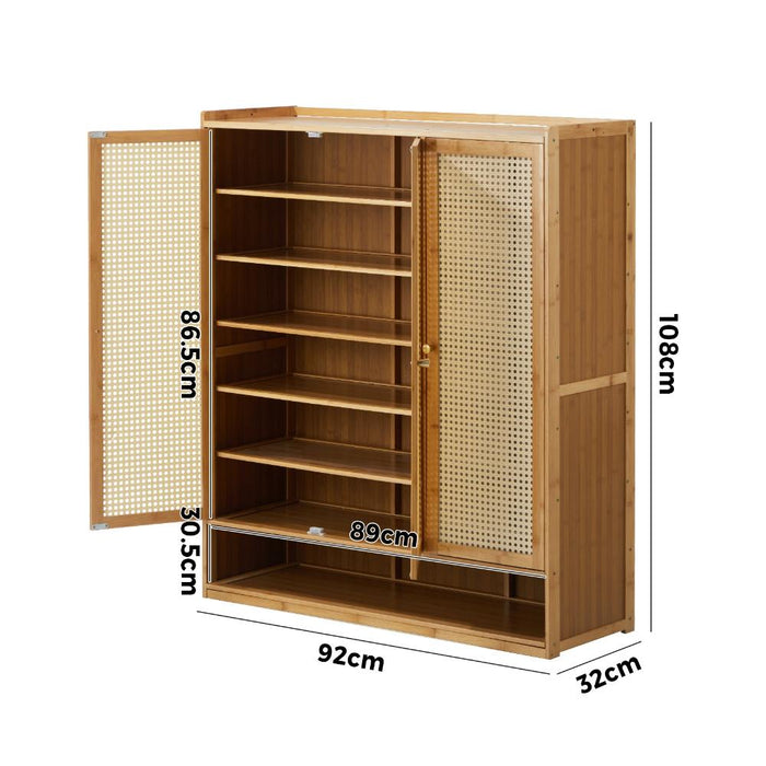 Bamboo Centrum Modern 30-70 Pair Shoe Cabinet  | Rattan Style Bamboo Shoe Storage Organiser