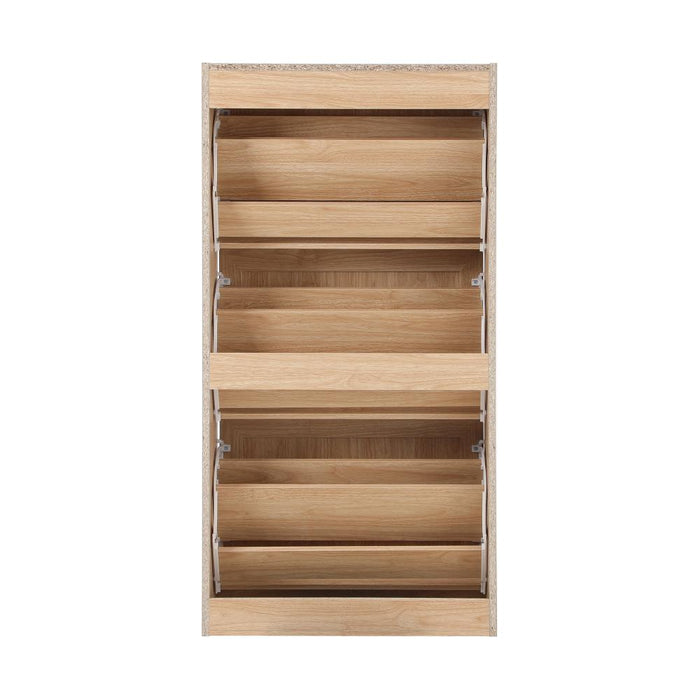 Abruzzi Genuine Rattan Shoe Storage Cabinet | Modern Elegant Wooden Shoe Rack Storage Organiser