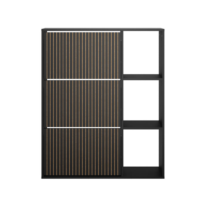 Amaro Noire Shoe Rack Cabinet and Display Unit | Two In One 30 Pair Shoe Storage Unit and Shelves