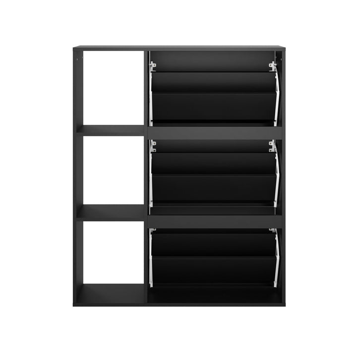 Amaro Noire Shoe Rack Cabinet and Display Unit | Two In One 30 Pair Shoe Storage Unit and Shelves