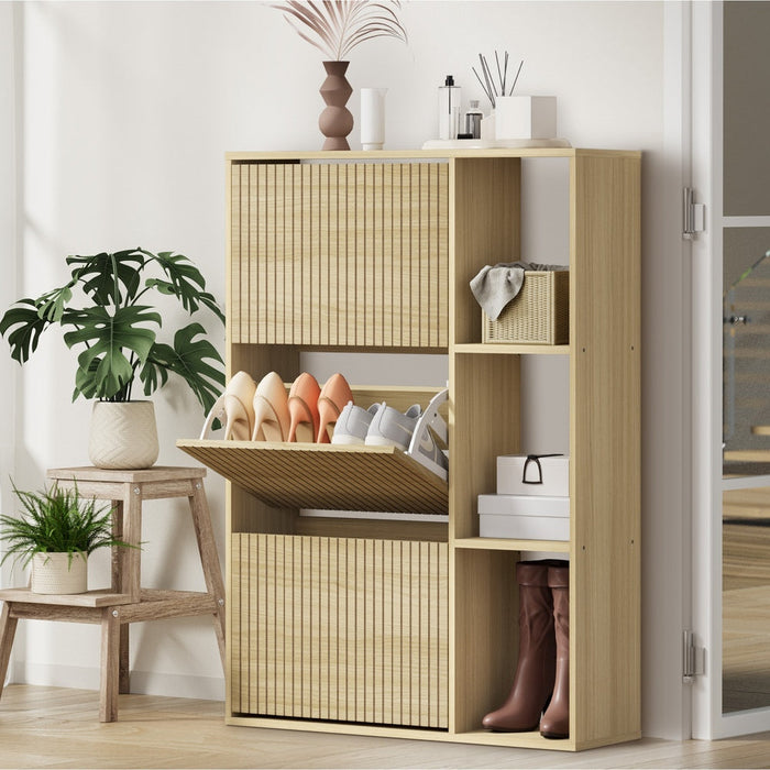 Amaro Noire Shoe Rack Cabinet and Display Unit | Two In One 30 Pair Shoe Storage Unit and Shelves