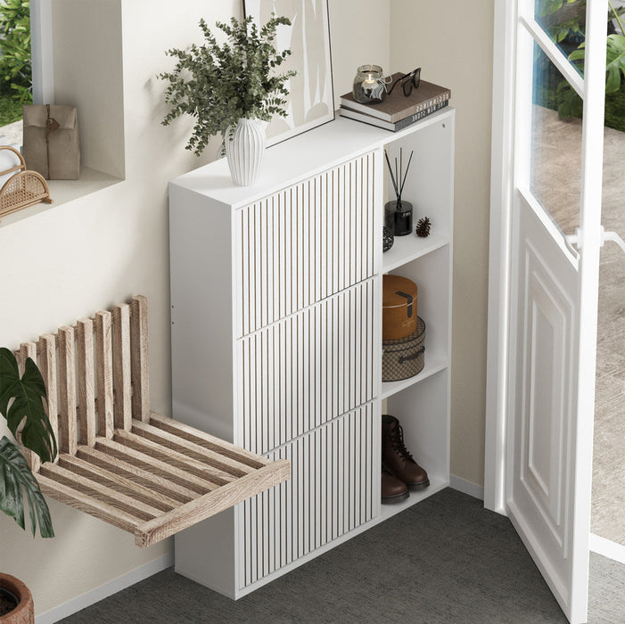 Amaro Noire Shoe Rack Cabinet and Display Unit | Two In One 30 Pair Shoe Storage Unit and Shelves