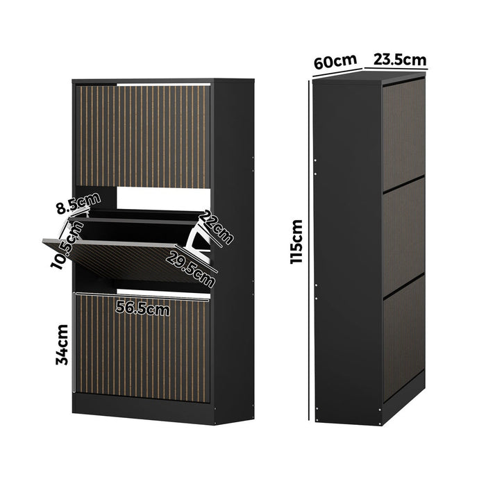Amaro Noire Shoe Rack Cabinet | Modern Feature 30 Pair Shoe Storage Unit